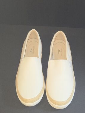 Clarks Marie Sail White Slip-On Espadrille Sneakers Size 9.5